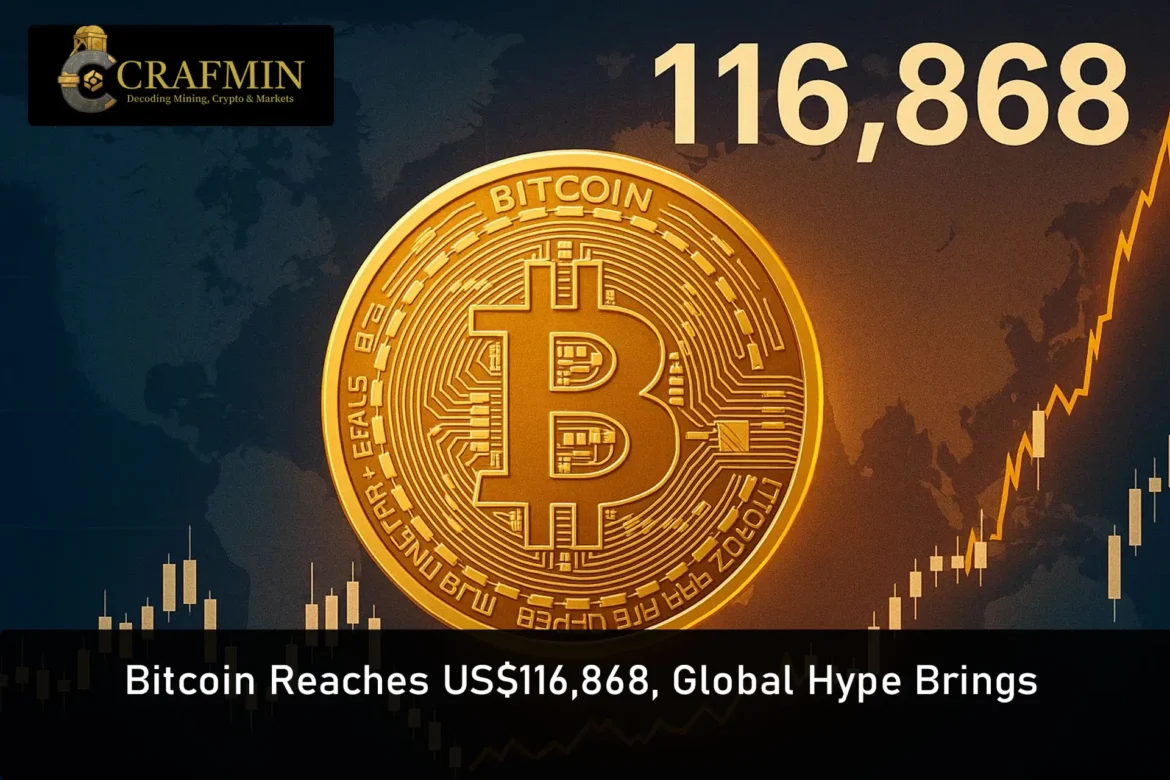 Bitcoin Reaches US$116,868, Global Hype Brings