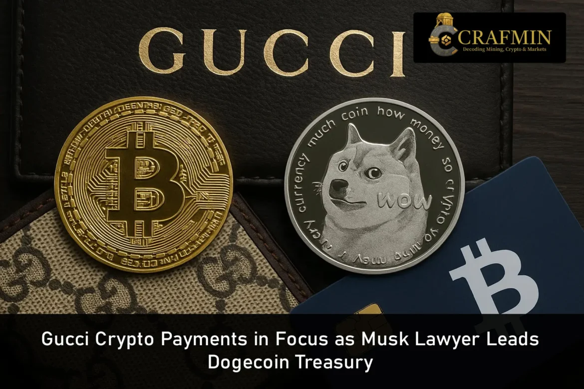Gucci Crypto Payments in Focus as Musk Lawyer Leads Dogecoin Treasury