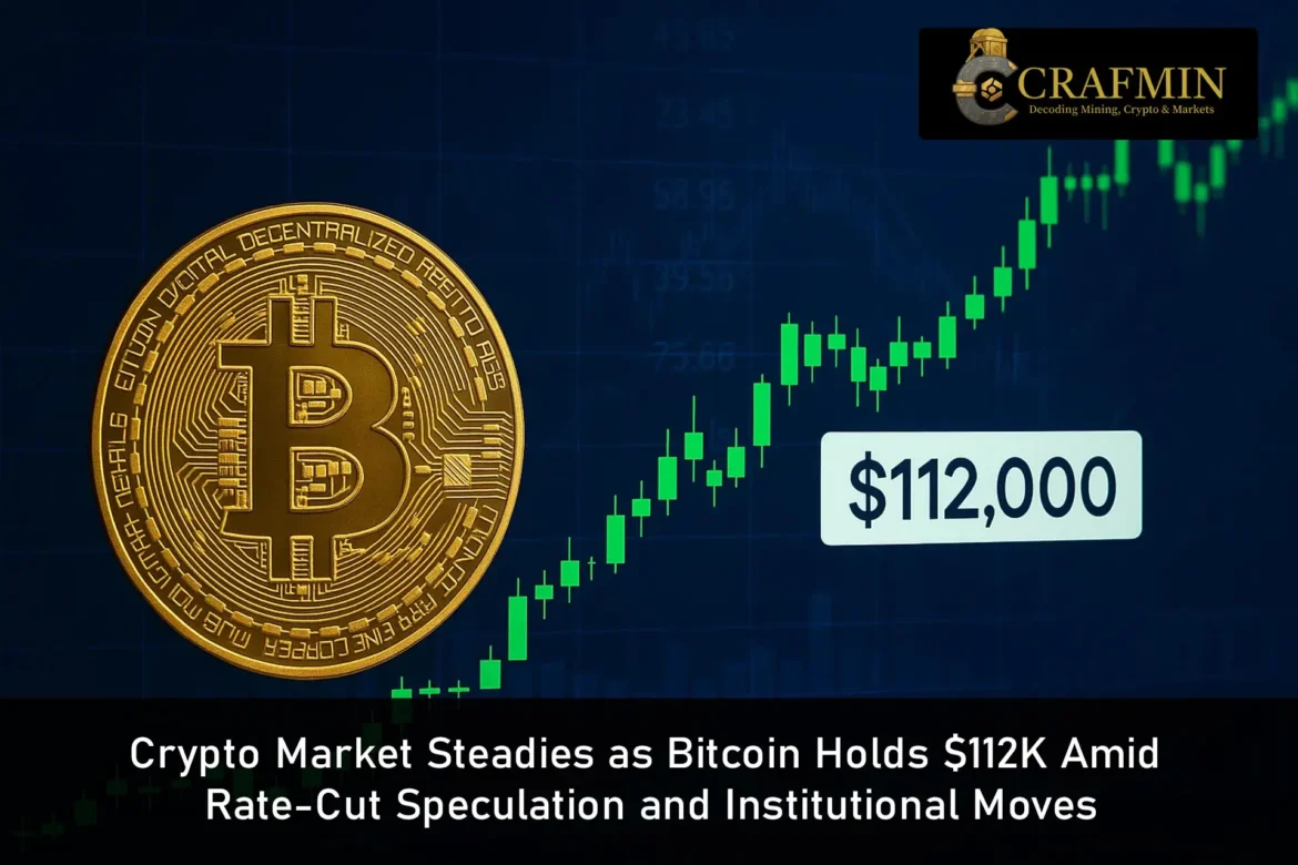 Crypto Market Steadies as Bitcoin Holds $112K Amid Rate-Cut Speculation and Institutional Moves